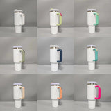 40oz H2.0 white blank sublimation tumblers with colorful lids and handles_nina