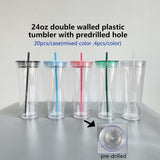 blank 16oz 24oz predrilled snow globe double walled Insulated plastic acrylic cold cups tumbler_nina